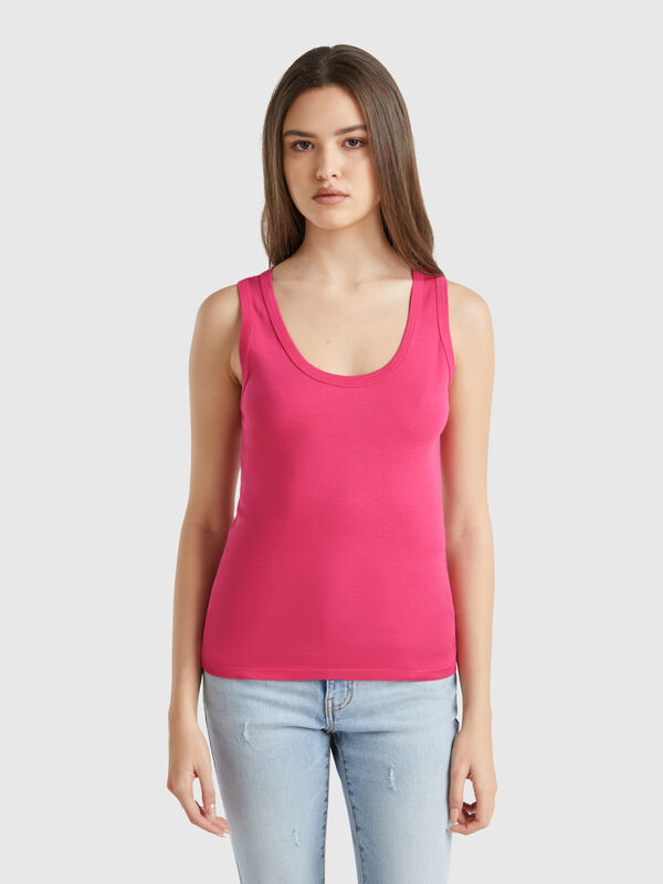 Magenta pure cotton tank top Women