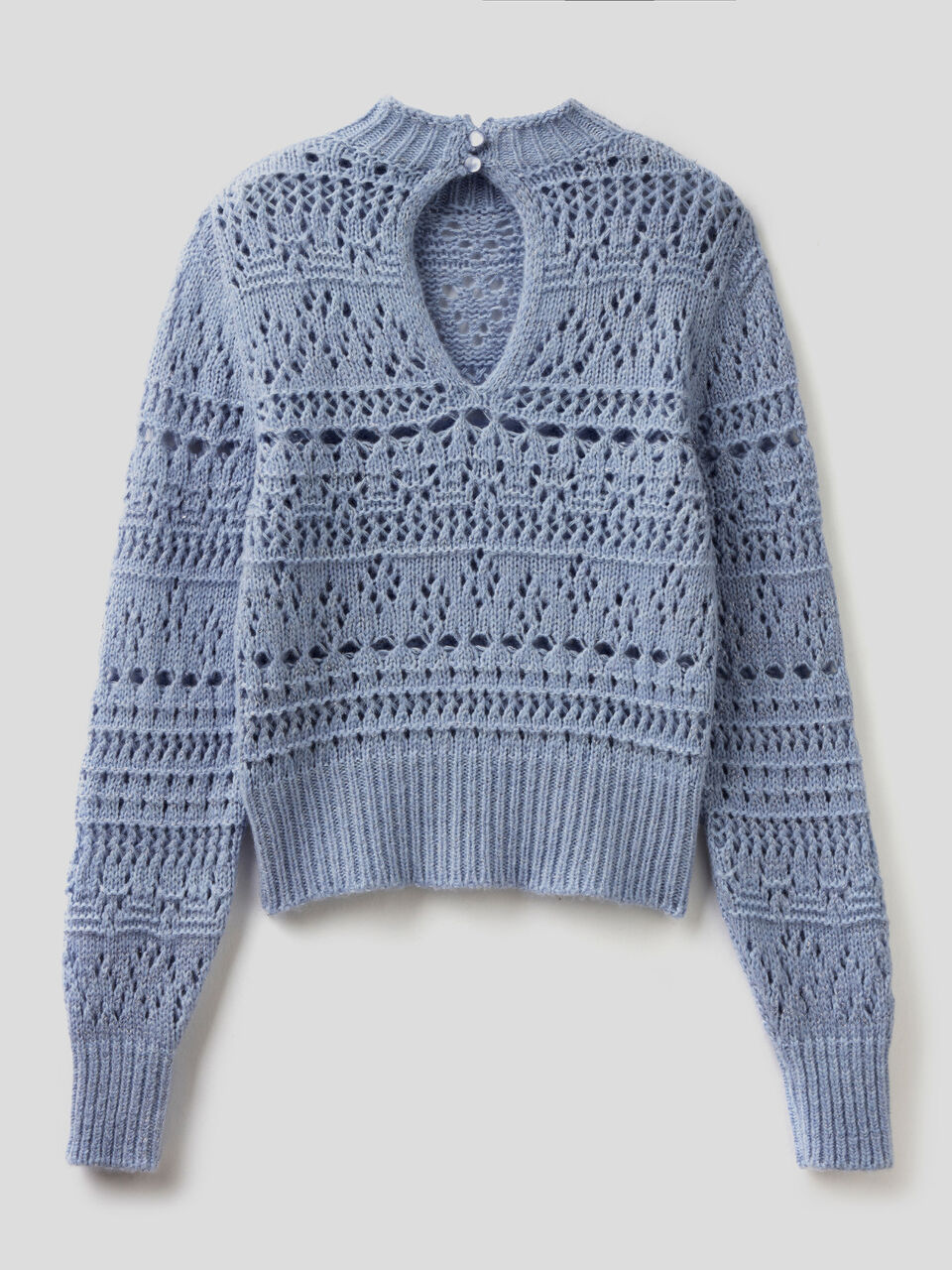 Sweater with perforated knit image number 2