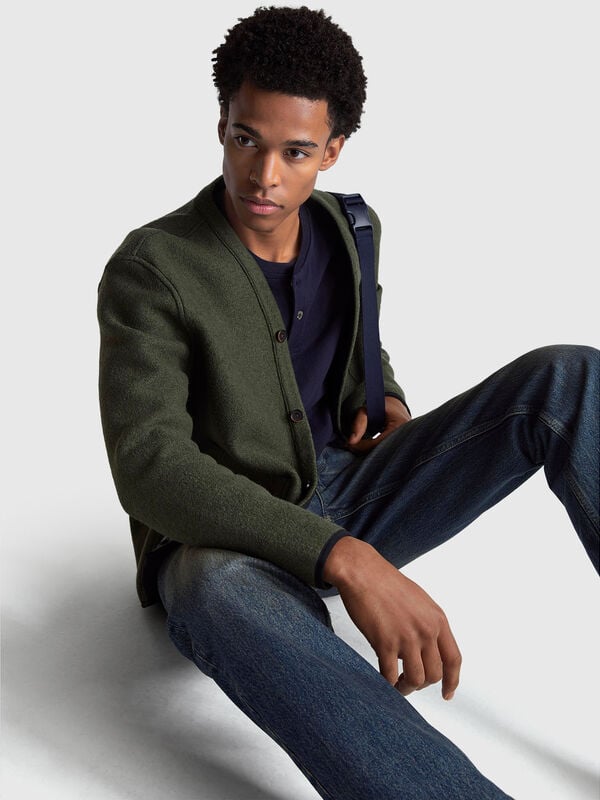 Jacket with pockets in viscose and wool blend Men