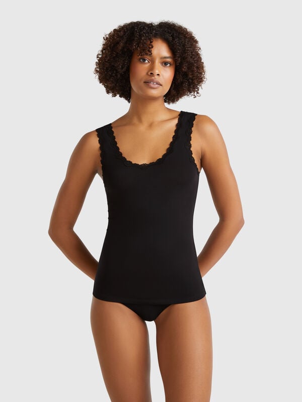 Modal tank top with lace Women