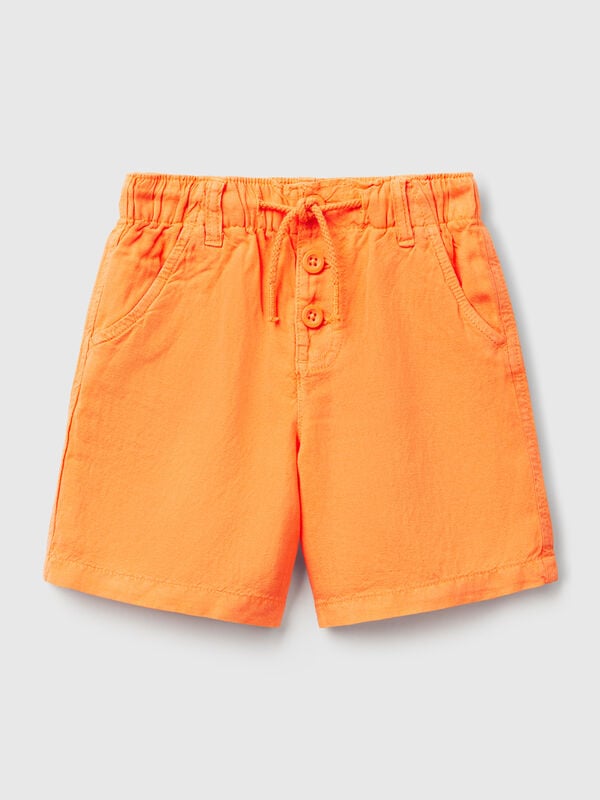 Bermuda shorts with drawstring in linen blend Junior Boy