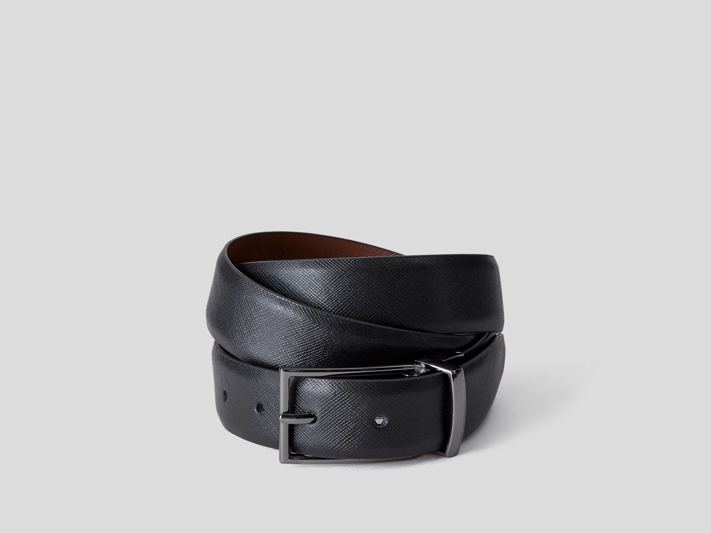 Reversible belt in matte leather
