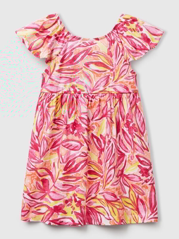Pink dress with tropical print Junior Girl