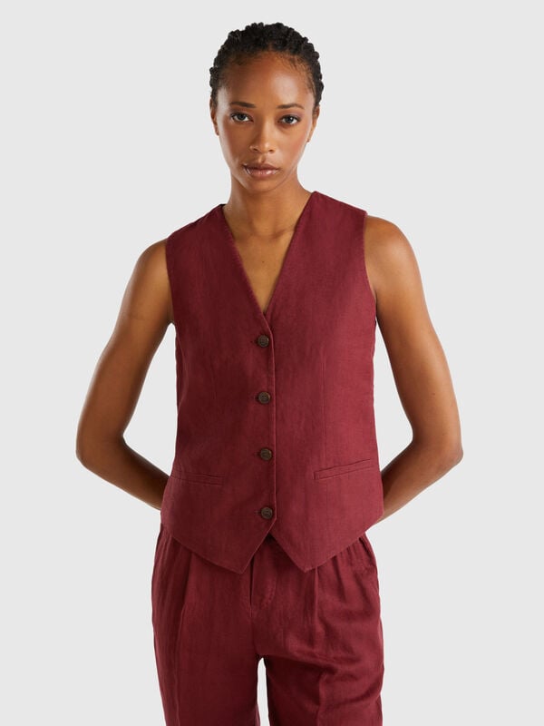 Pure linen vest Women