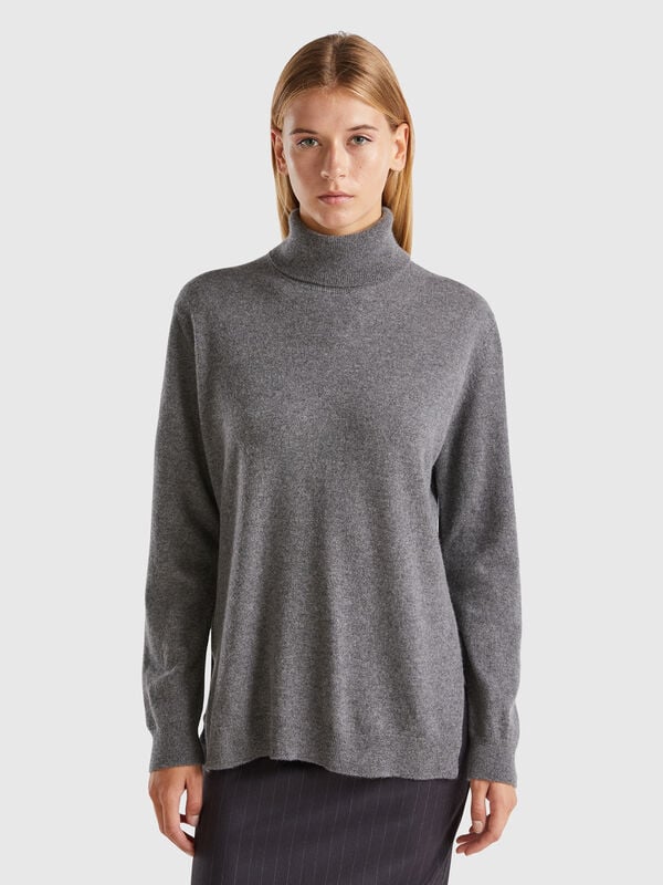 Oversized fit turtleneck in pure cashmere Women