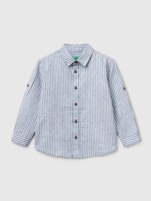 Striped shirt in linen blend Junior Boy