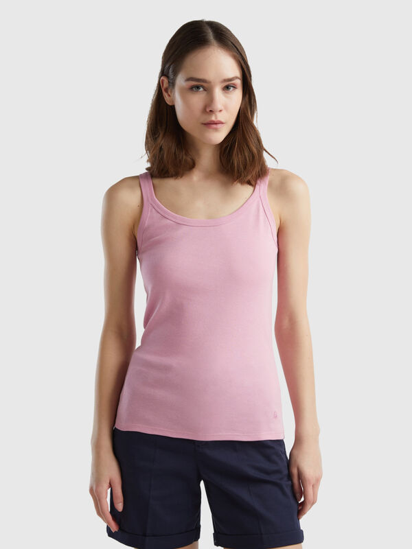 Pastel pink tank top in pure cotton Women