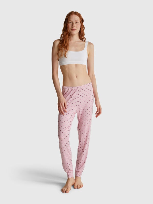 Pink trousers with heart print Women