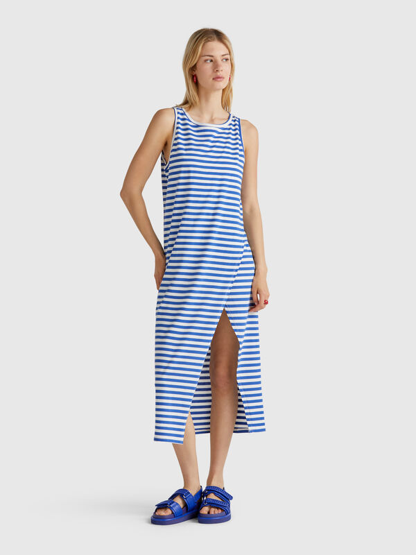 Striped dress with slit Women
