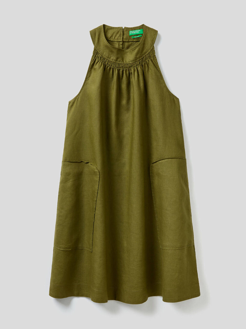 Cropped dress in 100% linen image number null