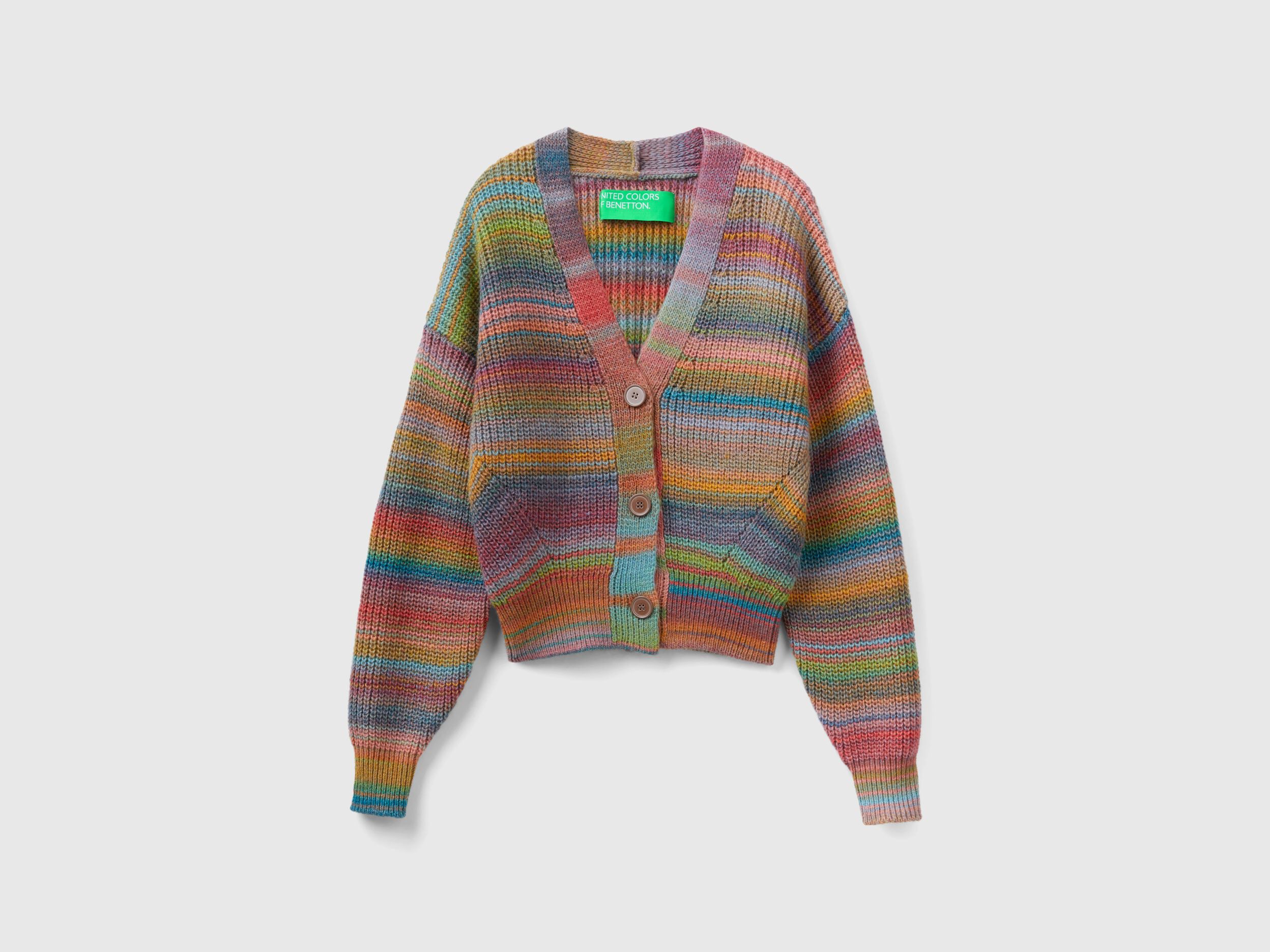 Colorful striped top cardigan