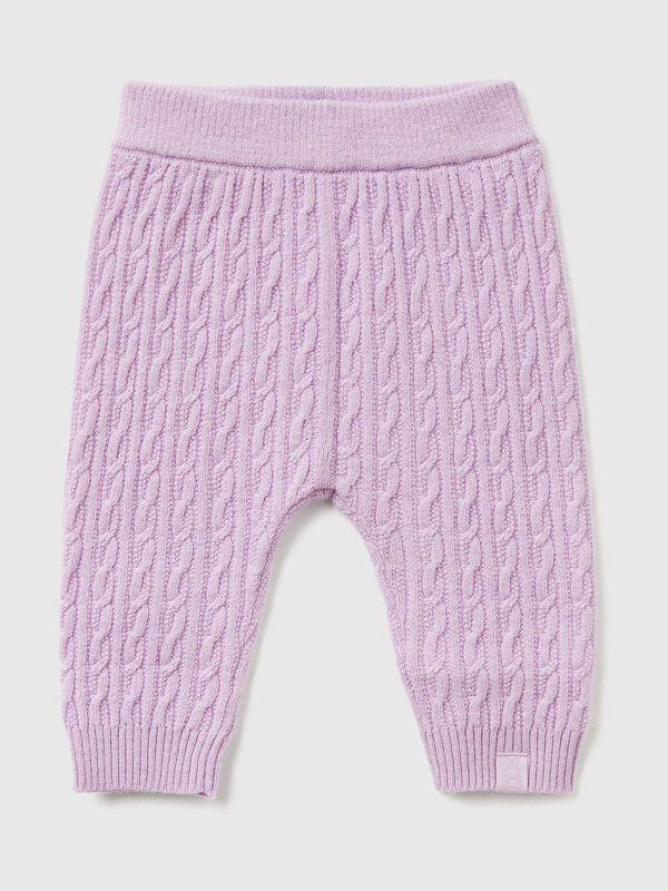Trousers with cables in wool blend New Born (0-18 months)