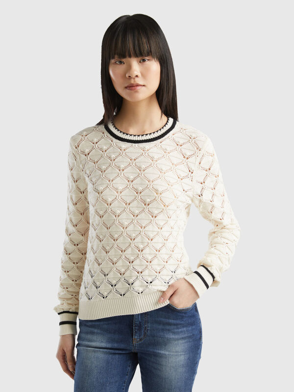 Perforated sweater in pure cotton Women