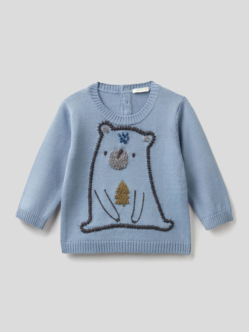 Tricot sweater with embroidered animal image number 1