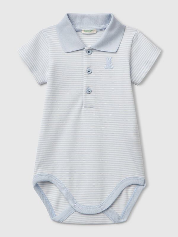 Polo bodysuit in stretch cotton New Born (0-18 months)