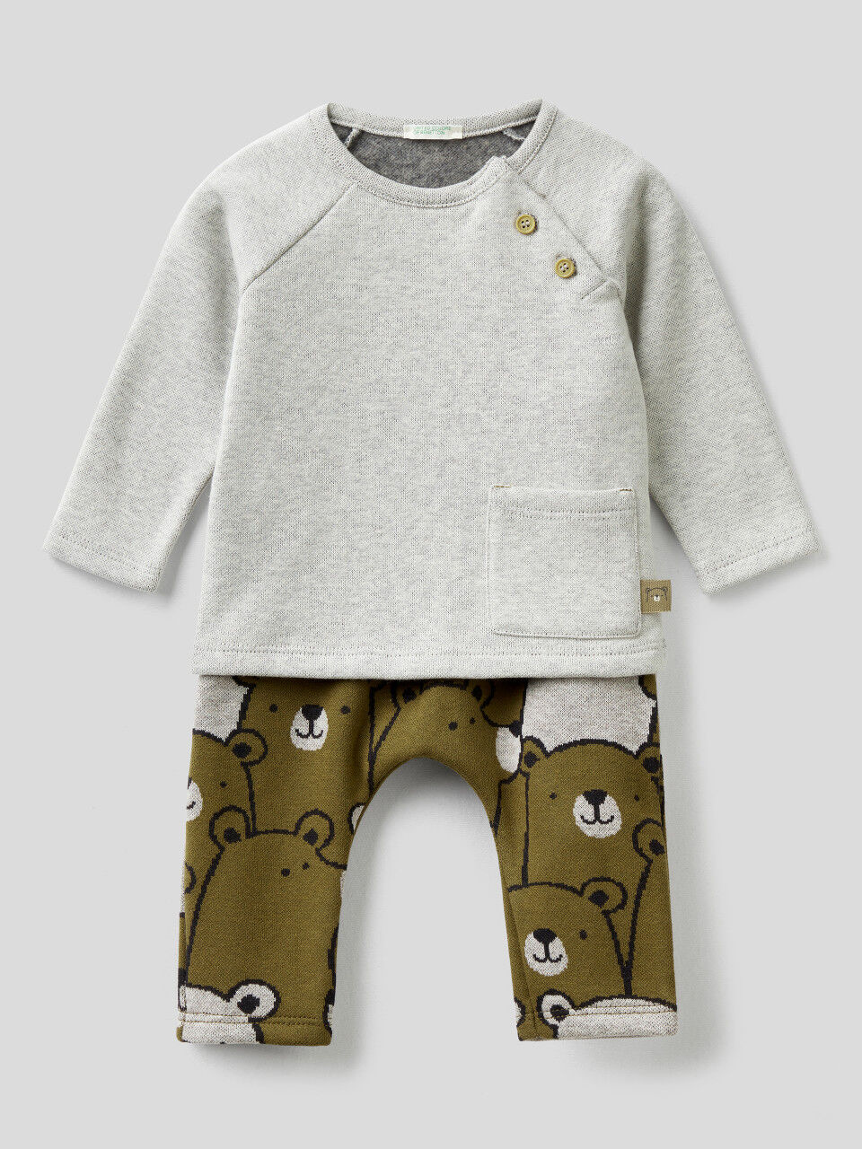 Outfit with teddy bears in recycled cotton blend