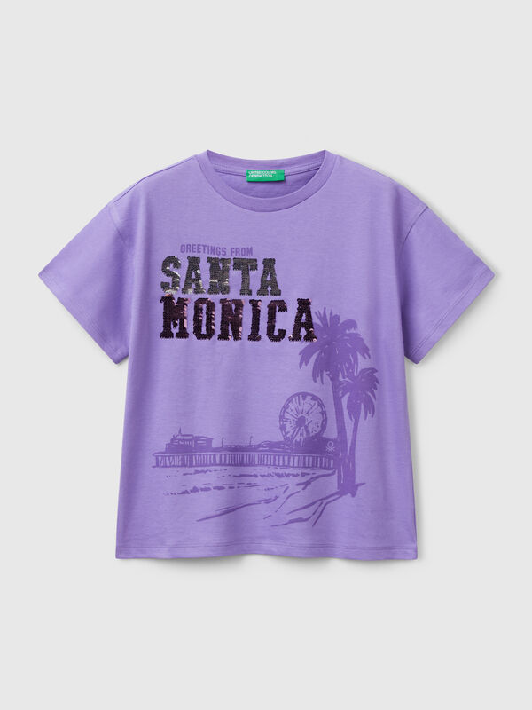 T-shirt with print and sequins Junior Girl