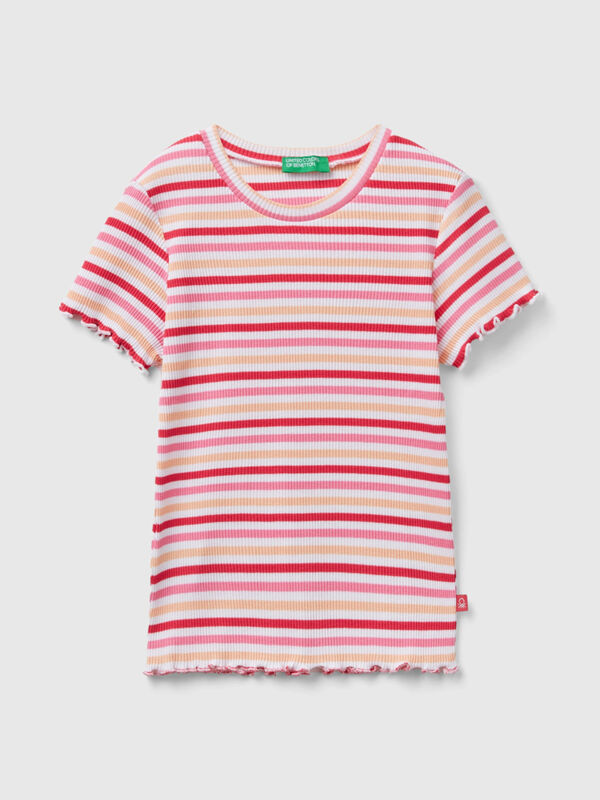 Striped stretch cotton t-shirt Junior Girl