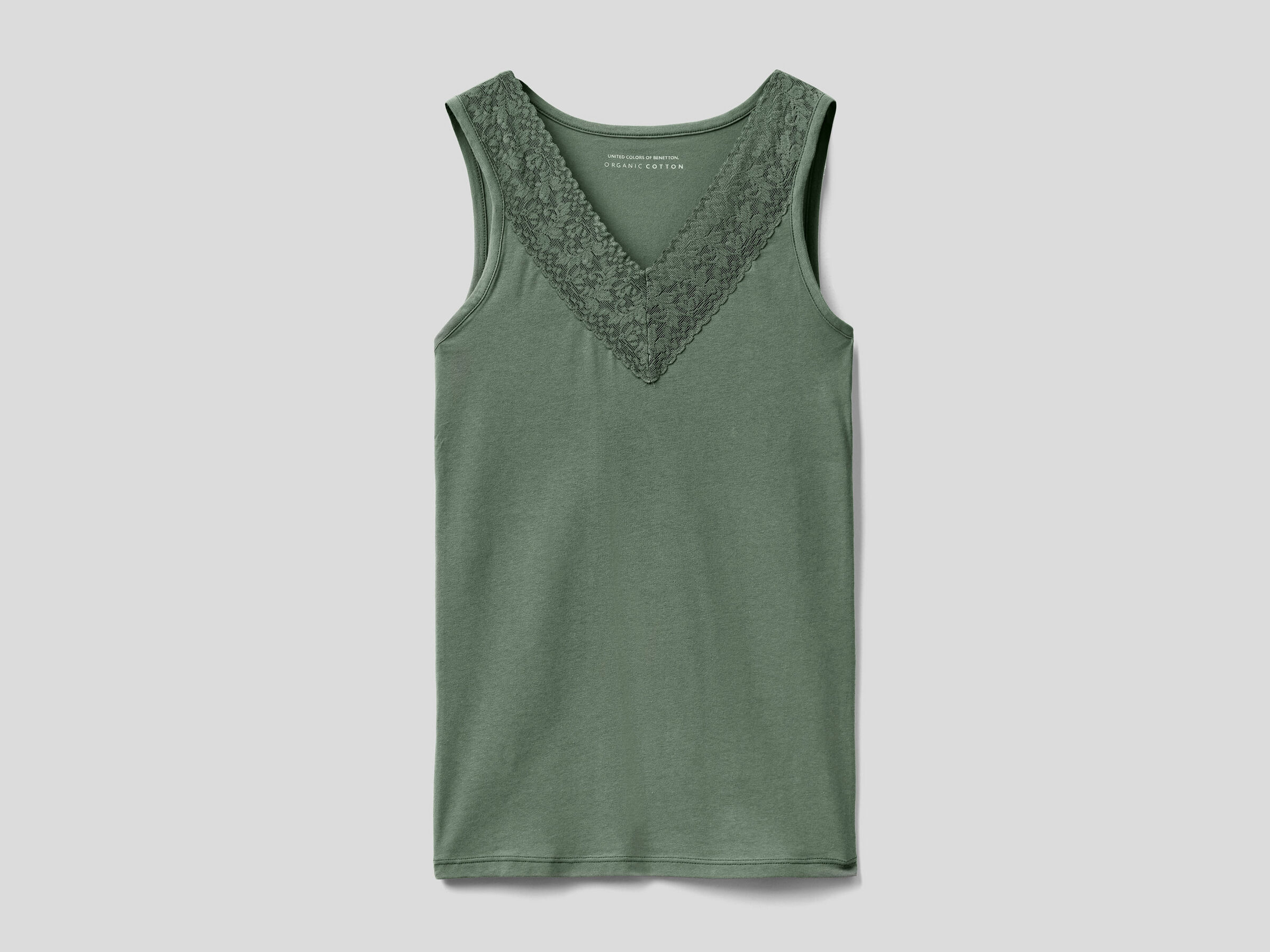 Super stretch tank top with lace image number 3