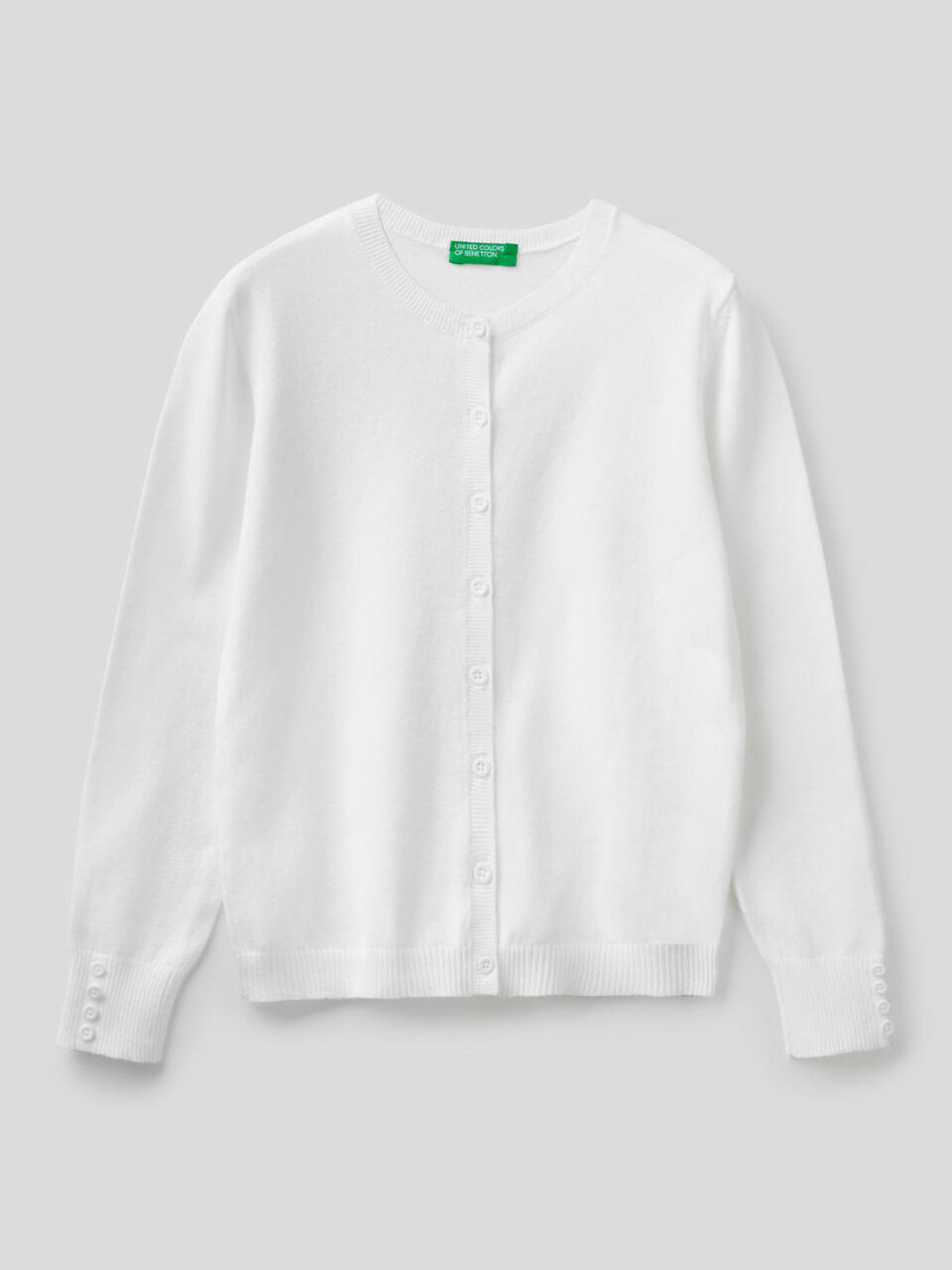 Cotton blend crew neck cardigan image number null
