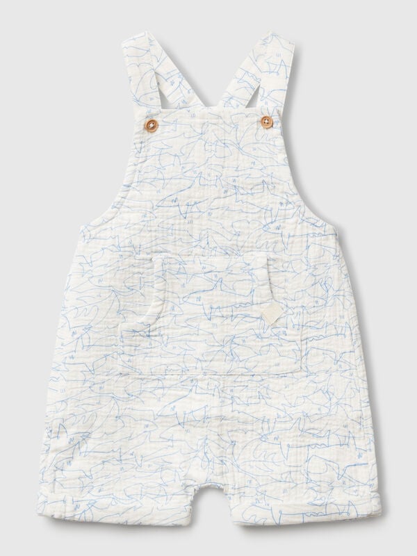 Dungarees with shark print New Born (0-18 months)