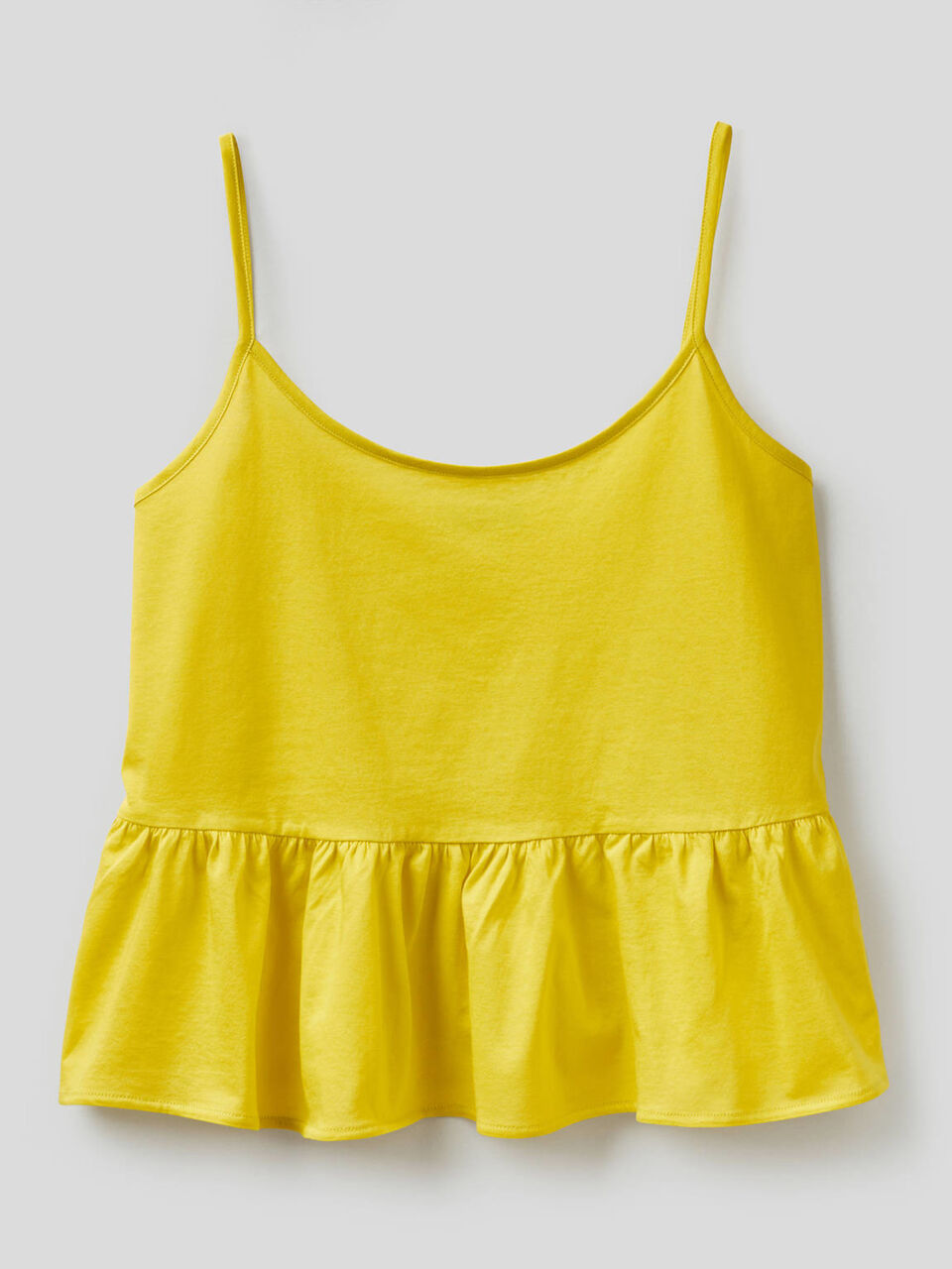 Top with shoulder straps with frill in 100% cotton image number 1