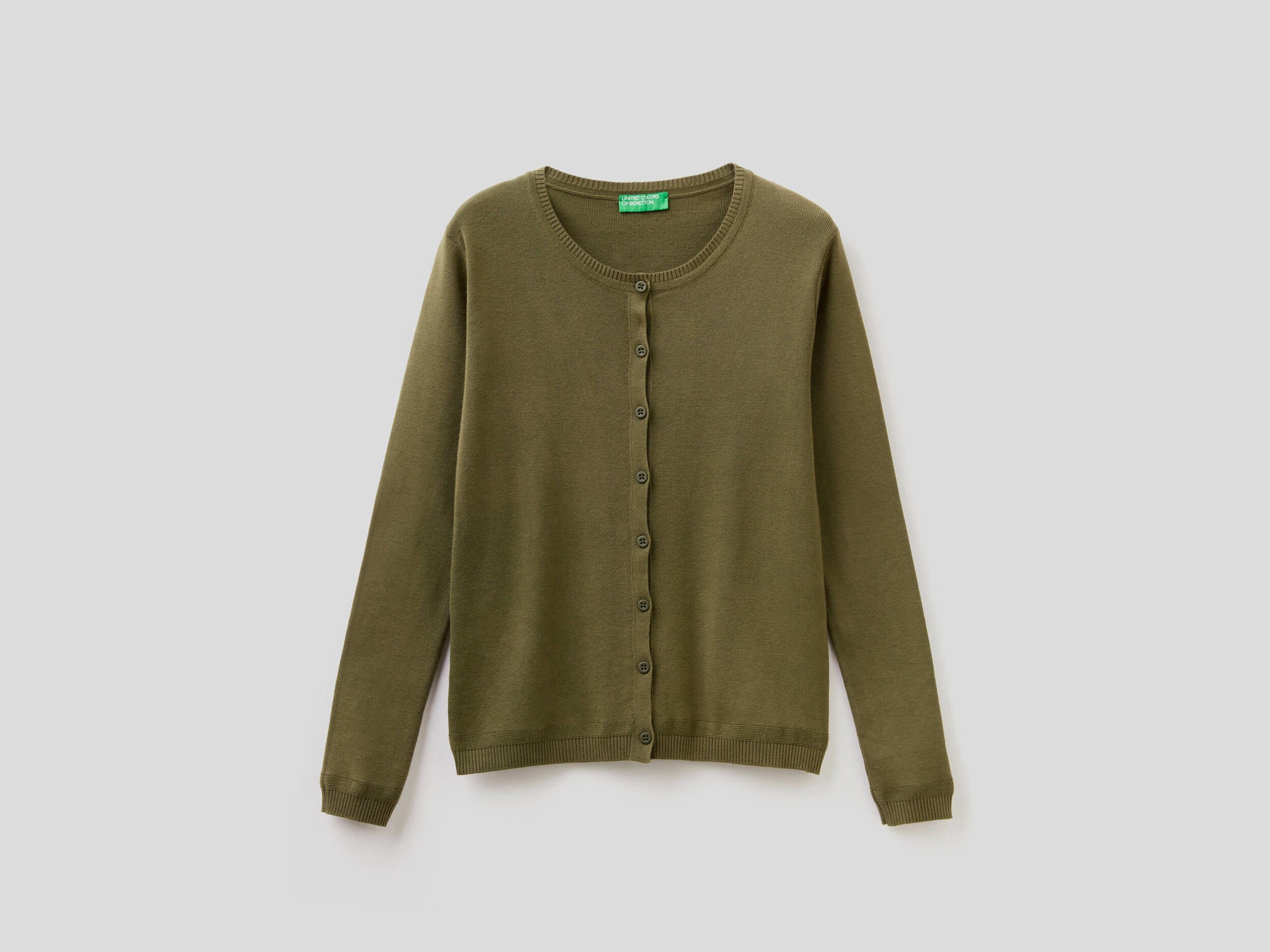 Pure cotton crew neck cardigan