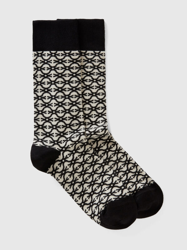Monogrammed black and white socks