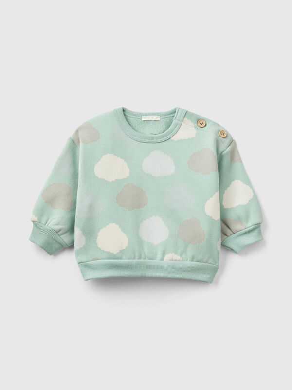 Printed sweatshirt lined in chenille
