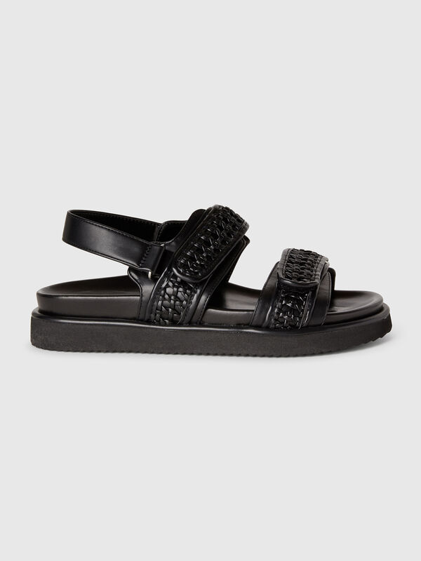 Open-toe sandals in imitation fabric Women