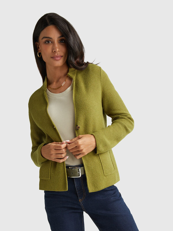 Knit jacket in wool and cashmere blend Women
