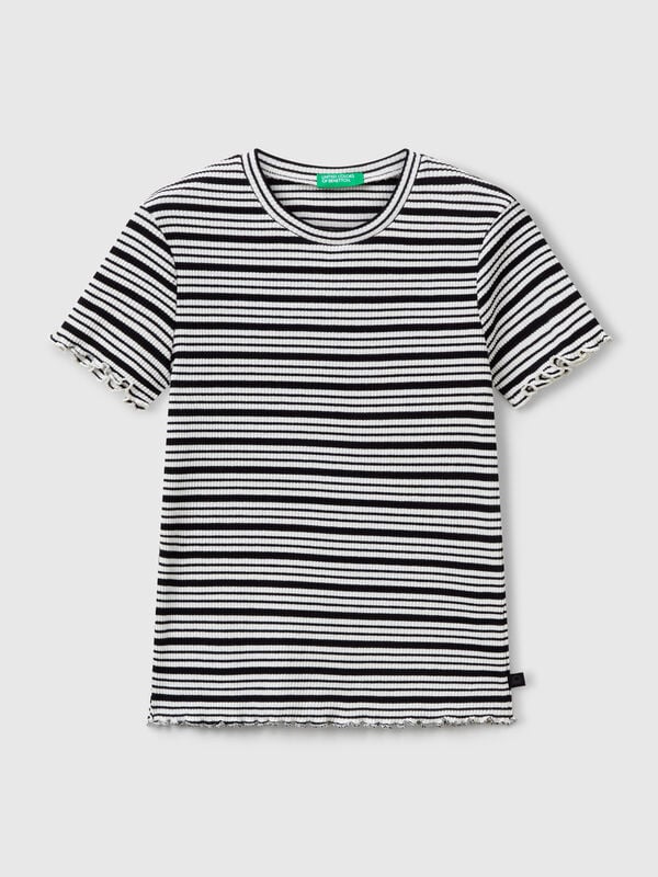 Striped stretch cotton t-shirt Junior Girl