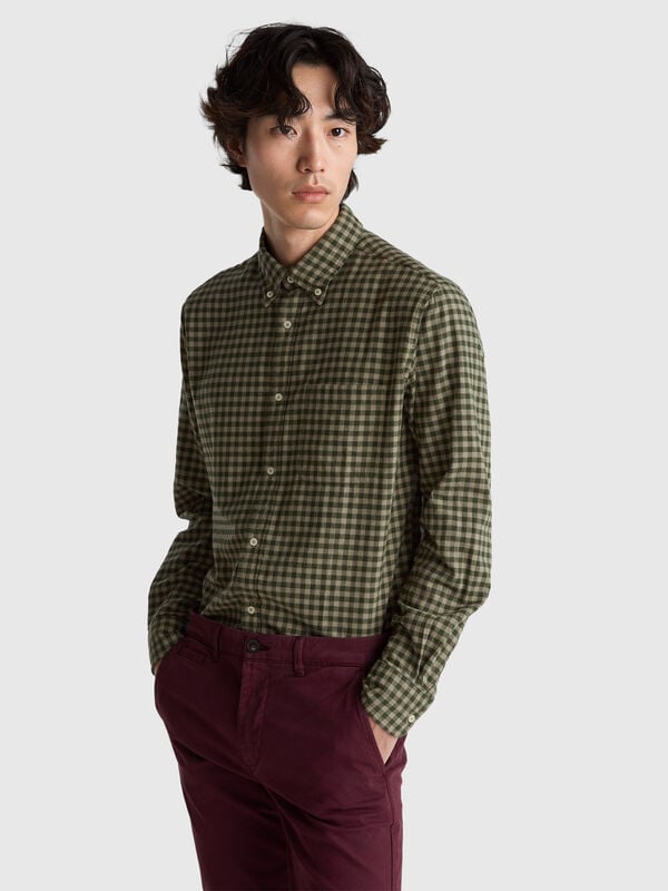 Flannel button-down shirt Men