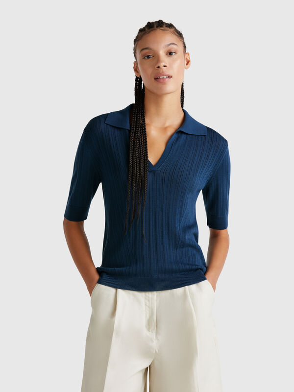 Short sleeve knit polo Women