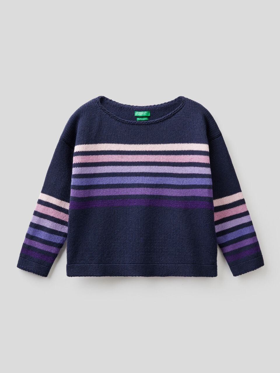 Striped sweater in tricot cotton image number 1