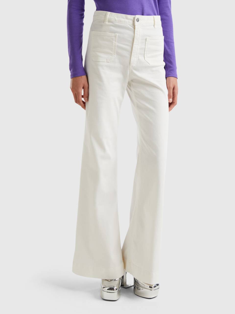 White online flared pants