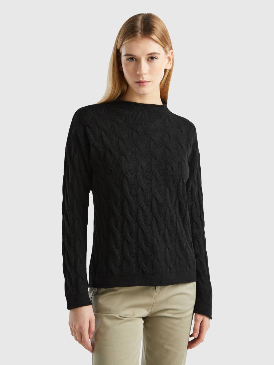 Black cable hotsell knit sweater